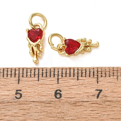 Valentine's Day Brass Micro Pave Red Cubic Zirconia Charms CU-E003-17G-B-1