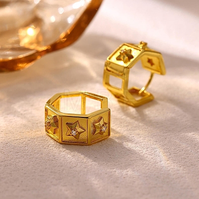 Brass Micro Pave Clear Cubic Zirconia Hoop Earrings for Women EJEW-T058-01C-G-1