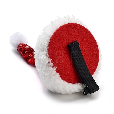 Sequins Christmas Hat Polyester Alligator Hair Clips for Women Girl AJEW-M012-03B-1