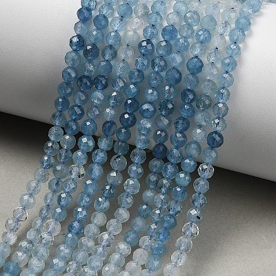 Gradient Color Natural Devil Blue Aquamarine Beads Strands G-NH0072-B01-4mm-1