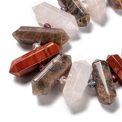 Natural Rose Quartz & Quartz Crystal & Tiger Eye & Labradorite & Black Agate & Red Jasper Beads Strands G-H247-06B-1