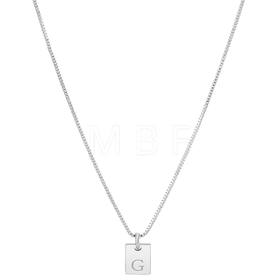 1Pc Stainless Steel Letter Rectangle Pendant Necklaces NJEW-LP0001-34G-P-1