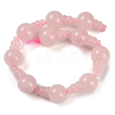 Natural Rose Quartz 3-Hole Guru Beads Strands G-H064-E01-01-1