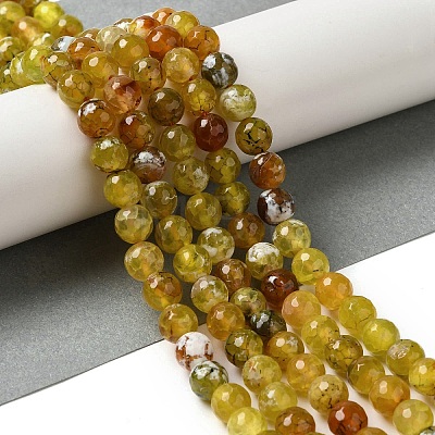 Dyed & Heated Natural Fire Crackle Agate Beads Strands G-P539-B01-13-1