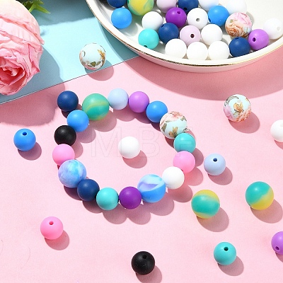 30Pcs 5 Colors Food Grade Eco-Friendly Silicone Focal Beads SIL-YW0001-24A-1