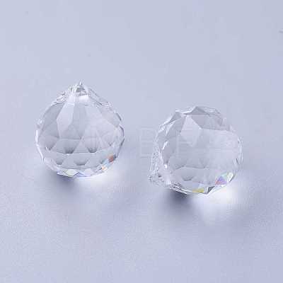 Clear Faceted Ball-Shaped Glass Pendants X-GR20X23MMY-1-1