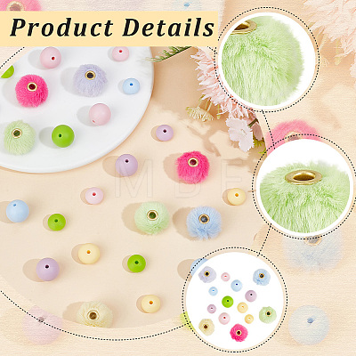 20Pcs 5 Colors Imitation Mink Fur European Beads FIND-PA0001-62C-1