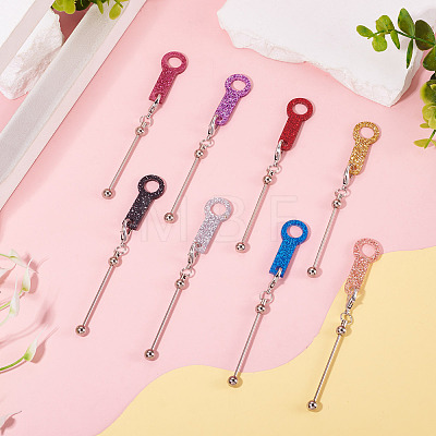 8Pcs 8 Colors Acrylic Straw Pendant Beadable Bar HJEW-TA0001-51-1