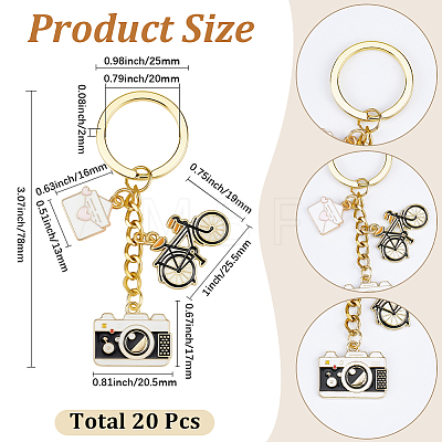 20Pcs Alloy Enamel Charm Keychains KEYC-SC00024-1