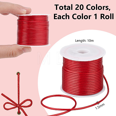   20 Rolls 20 Colors Waxed Polyester Cords YC-PH0002-45-1