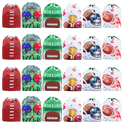 BENECREAT 24Pcs 6 Style Rugby Polyester Drawstring Storage Backpack Bags ABAG-BC0001-63-1