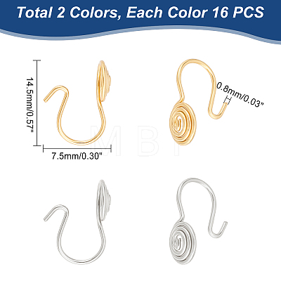 Unicraftale 32Pcs 2 Colors 304 Stainless Steel Vortex Cuff Earrings FIND-UN0001-26-1