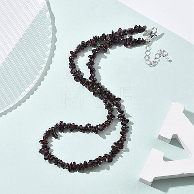 Natural Garnet Chip Beaded Necklaces for Men Women NJEW-G159-01N-1