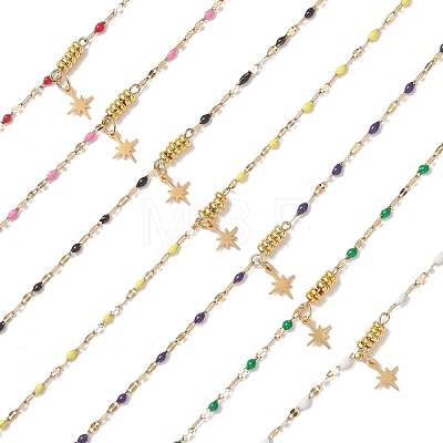 7Pcs Star 304 Stainless Steel Charm Bracelets BJEW-JB13545-1