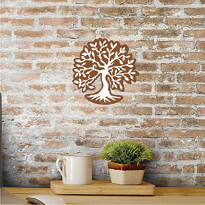 Creative Natural Wooden Wall Hanging Decoration AJEW-WH0331-009-1