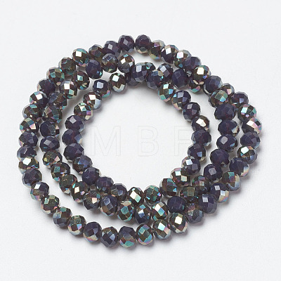 Electroplate Opaque Solid Color Glass Beads Strands EGLA-A034-P4mm-J14-1