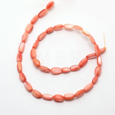 Dyed Oval Natural Freshwater Shell Beads Strands SHEL-E356-M-1