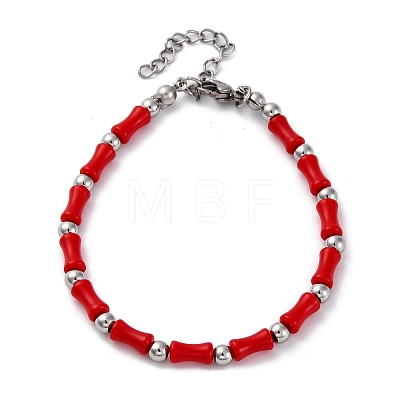 304 Stainless Steel Beaded Bracelets for Women BJEW-M056-04P-1