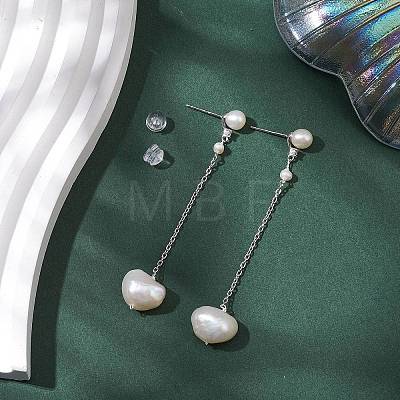 Natural Pearl Ear Studs EJEW-P286-14P-1