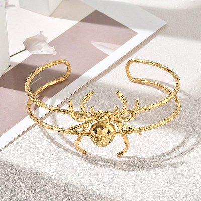 Halloween Spider 304 Stainless Steel Open Cuff Bangles SA-CBA0444-01G-1