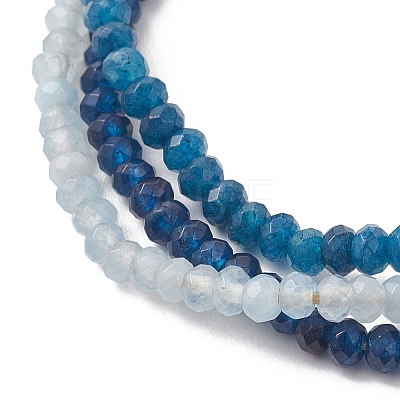 Adjustable Dyed Natural Malaysia Jade Beaded Multi-strand Bracelets for Women Men BJEW-JB13577-03-1