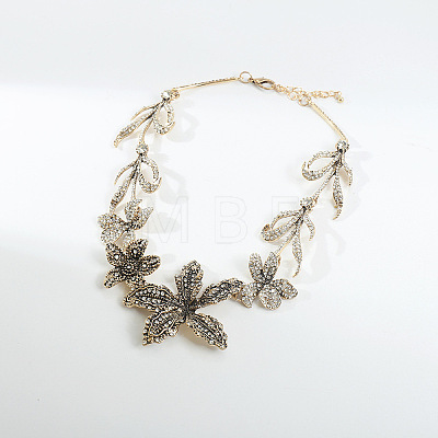 Alloy Crystal Rhinestone Flower Bib Necklaces for Women WGBAD31-01-1