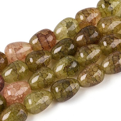 Baking Paint Crackle Glass Beads Strands DGLA-N019-03A-08-1