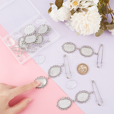 DIY Blank Oval Alloy Brooches DIY Making Kits JEWB-AB00024-1