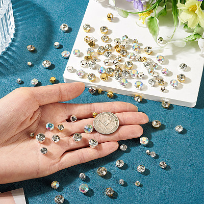 300Pcs 15 Styles Flat Round Sew on Rhinestone Montee Beads STAS-TA0006-18-1