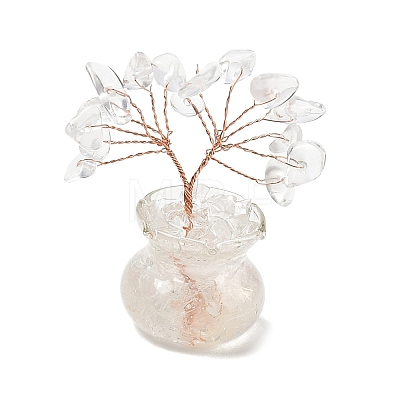 Natural Quartz Crystal Chips Tree of Life Decorations DJEW-Z007-02R-1