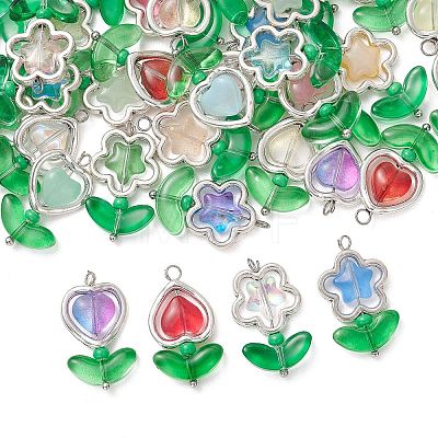 40Pcs Alloy Glass Bead Pendants PALLOY-JF05181-02-1