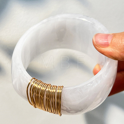 Resin Wide Bangels with Alloy Wire Wrapped for Women WG69B81-04-1