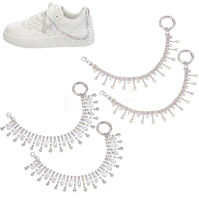 Brass & Iron Glass Rhinestone Chain Boot Strap Chains HJEW-UN00051-1