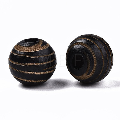 Painted Natural Wood Beads X-WOOD-T021-54B-01-1
