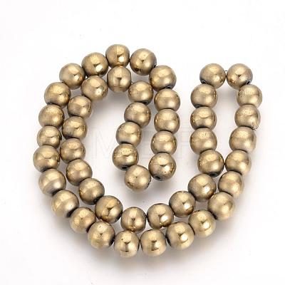 Electroplate Non-magnetic Synthetic Hematite Beads Strands G-Q945-8mm-07-1