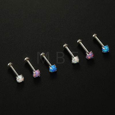 Titanium Steel & Synthetic Opal Threadless Labrets WG3C897-11-1