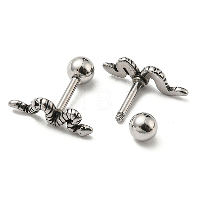 304 Stainless Steel Stud Earrings EJEW-Z034-17AS-1