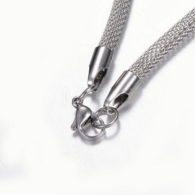 304 Stainless Steel Mesh Chain Necklaces STAS-F028-01A-1