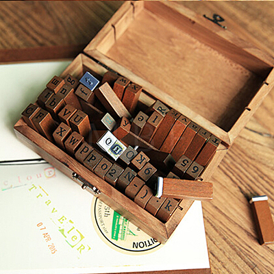 Letters & Number & Symbol Wooden Stamp Sets SCRA-PW0004-011-1