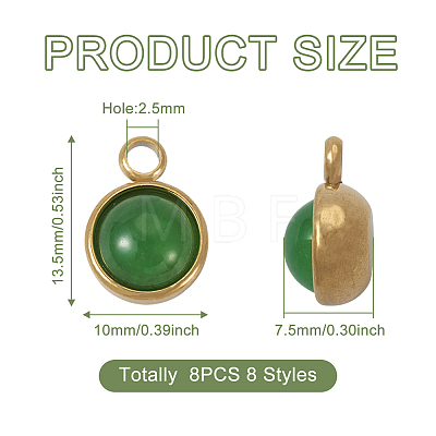 Fashewelry 8Pcs 8 Styles Natural Gemstone Pendants G-FW0001-29-1