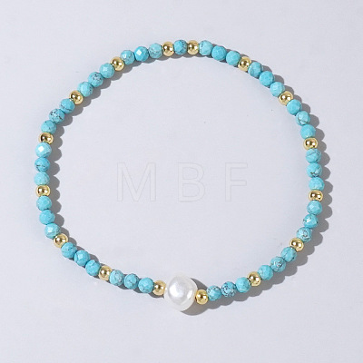 Natural Turquoise Beaded Stretch Bracelets for Women BG9690-10-1
