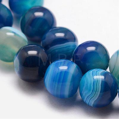 Natural Striped Agate/Banded Agate Bead Strands G-K166-13-8mm-06-1