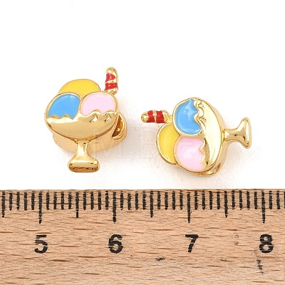 Brass Enamel European Beads KK-Z140-07G-1