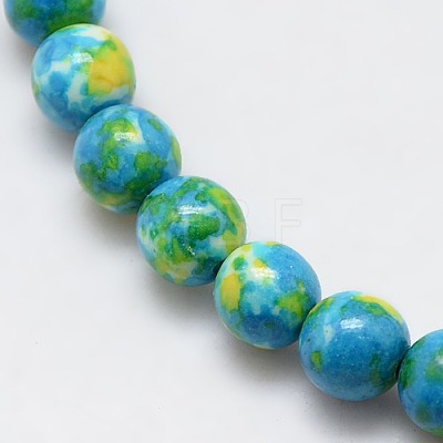 Synthetic Ocean White Jade Beads Strands G-L019-6mm-06-1