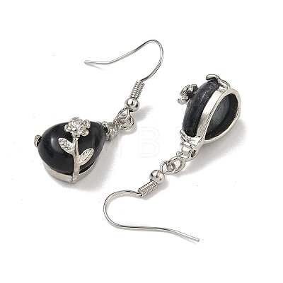Natural Black Stone Dangle Earrings EJEW-XCP0001-26-1