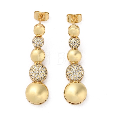 Brass Micro Pave Cubic Zirconia Dangle Stud Earrings EJEW-P252-06D-G-1