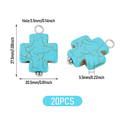 20Pcs Dyed Synthetic Turquoise Pendants PALLOY-TADJ00005-1