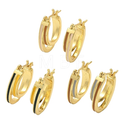 Two-layer Oval Brass Enamel Hoop Earrings EJEW-S252-03D-G-1