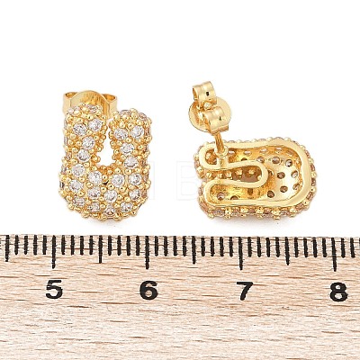 Brass Micro Pave Cubic Zirconia Stud Earrings EJEW-Z091-04G-U-1