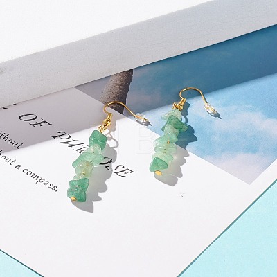 Natural Green Aventurine Chip Beaded Dangle Earrings EJEW-JE04788-01-1